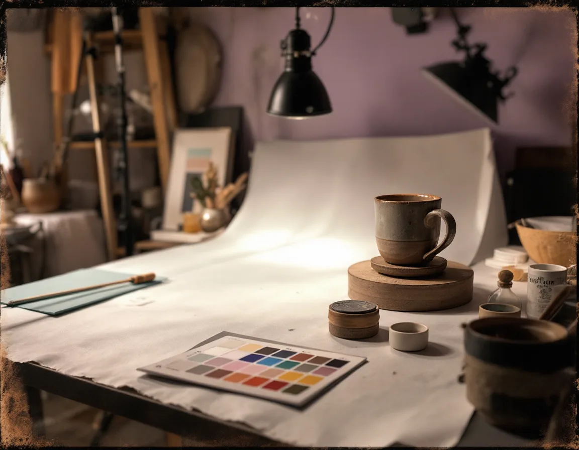 The Lumeva workbench with softbox, gray card, and reflectors